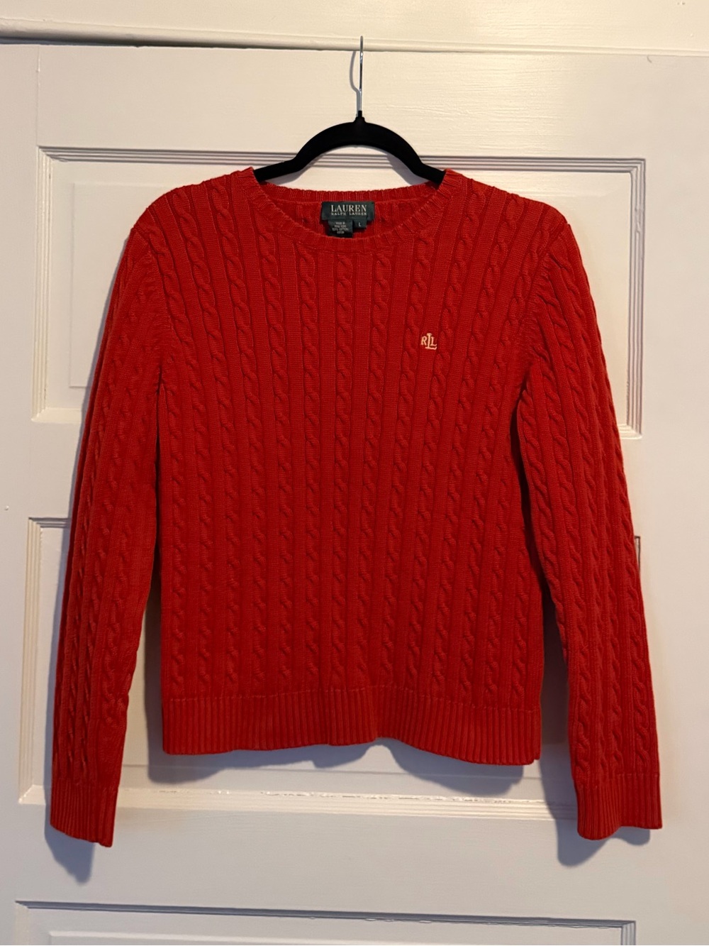 Lauren Ralph Lauren Red Cable-Knit Crew Sweater